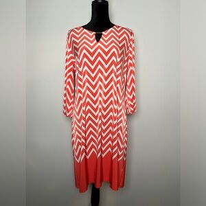 Messini Coral & White Chevron Dress - Size L